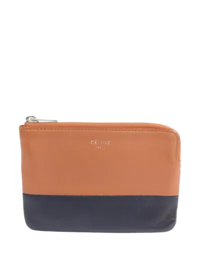 Pre-owned Celine Two-tone Leather Coin Case In Neutral