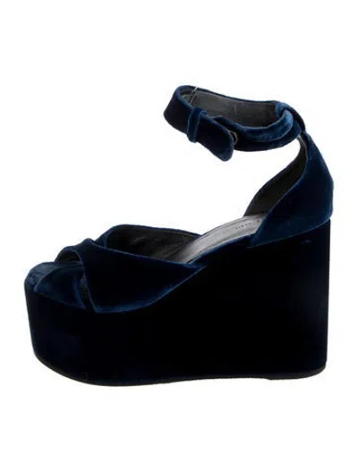 Pre-owned Celine Velvet Pumps In Blue