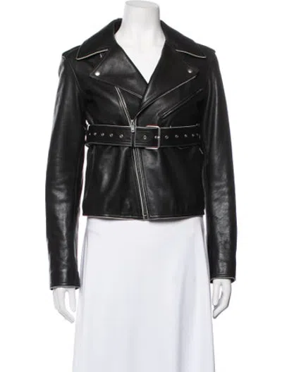 Pre-owned Celine Vintage Calf Leather Biker Jacket W/ Tags In Black