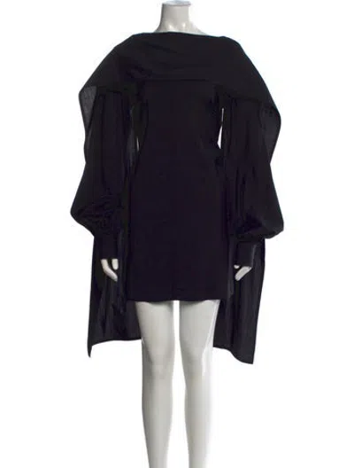 Pre-owned Celine Virgin Wool Mini Dress In Black