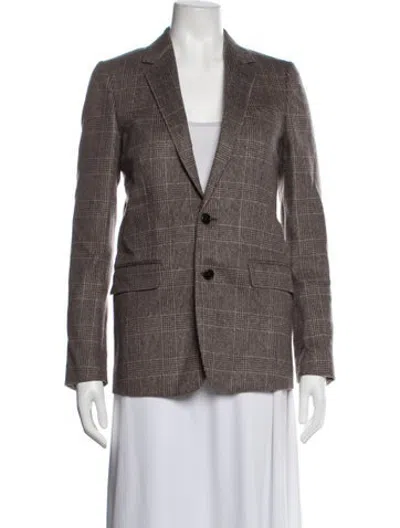 Pre-owned Celine Wool Plaid Print Blazer W/ Tags In Neutrals