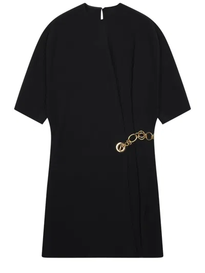 Celine Wrap Silhouette With Chain Detail Dress In Black