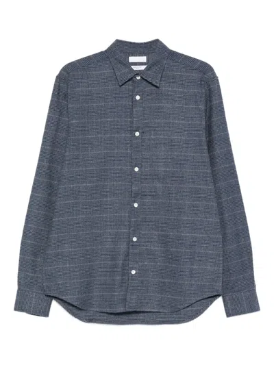 Cellar Door Buttoned Check Shirt In Blue