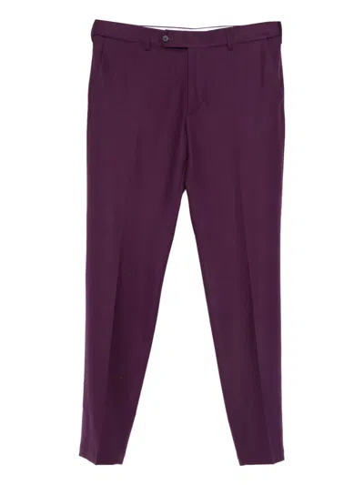 Cellar Door Tapered-leg Buttoned Wool Trousers In Purple