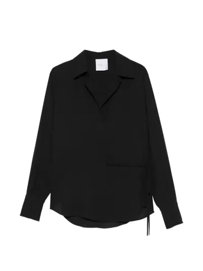 Cenere Tie-fastening Long-sleeve Shirt In Black
