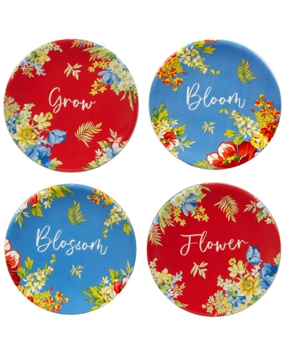 Certified International Blossom  Set Of 4 Canape Plates In Multi