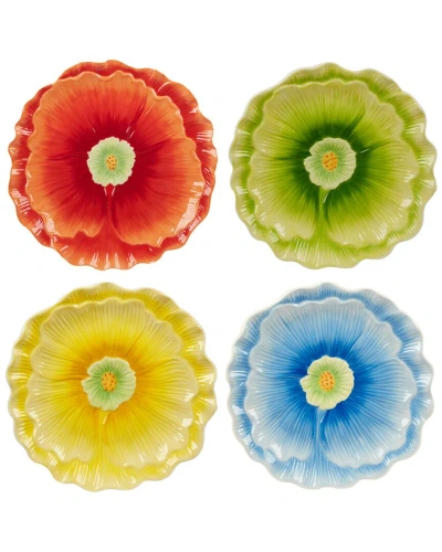 Certified International Blossom Set Of Four 3d Floral Dessert Plates In Multi