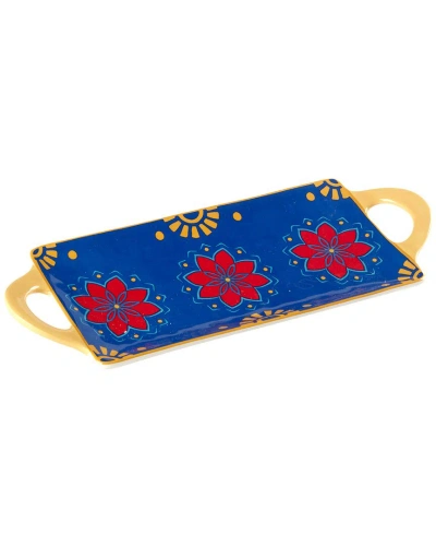 Certified International Spice Love Rectangular Tray With Handles In Blue