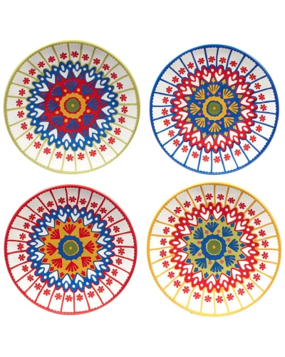 Certified International Spice Love Set Of 4 Canape Plates In Multi