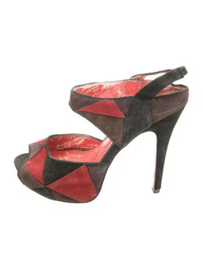 Pre-owned Cesare Paciotti Suede Colorblock Pattern Pumps In Multicolor