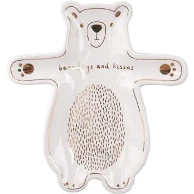 Cgb Giftware Bear Hugs And Kisses Ring Dish In White