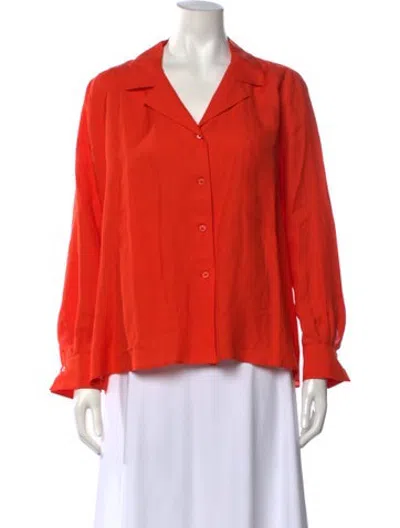 Pre-owned Ch Carolina Herrera Long Sleeve Blouse In Orange