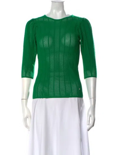 Pre-owned Ch Carolina Herrera Patterned Crew Neck Sweater In Green