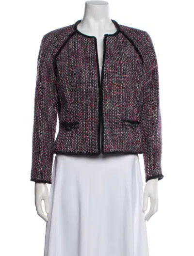 Pre-owned Ch Carolina Herrera Virgin Wool Tweed Pattern Jacket In Multicolor