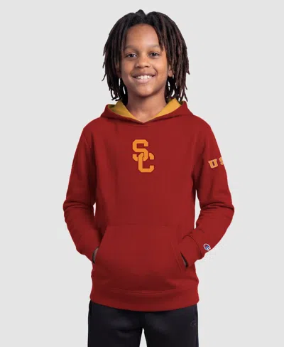 Champion Kids' Big Boys' And Girls' Cardinal Usc Trojans Fleece Hoodie In Red