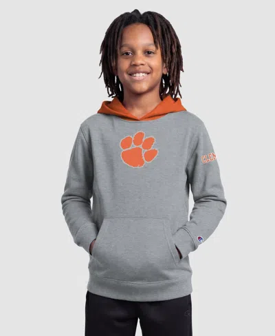 Champion Kids' Big Boys' And Girls' Heather Gray Clemson Tigers Fleece Hoodie