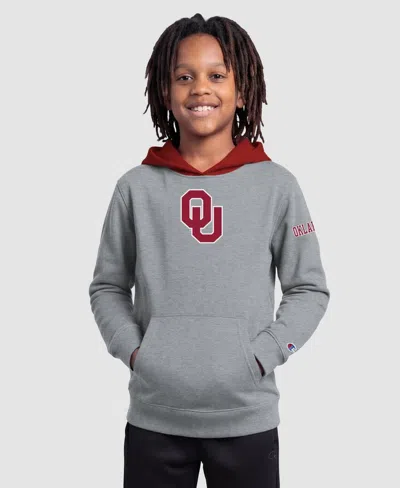 Champion Kids' Big Boys' And Girls' Heather Gray Oklahoma Sooners Fleece Hoodie