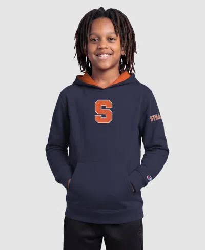 Champion Kids' Big Boys' And Girls' Navy Syracuse Orange Fleece Hoodie In Blue