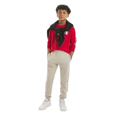 Champion Big Kid Boys Cuffed Classic Fit Fleece Jogger Pant In Neutral