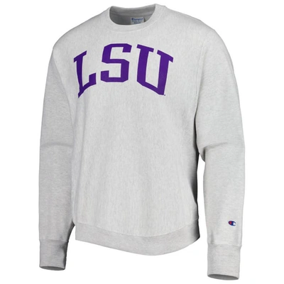 Champion Heathered Gray Lsu Tigers Arch Reverse Weave Pullover Sweatshirt In Heather Gray