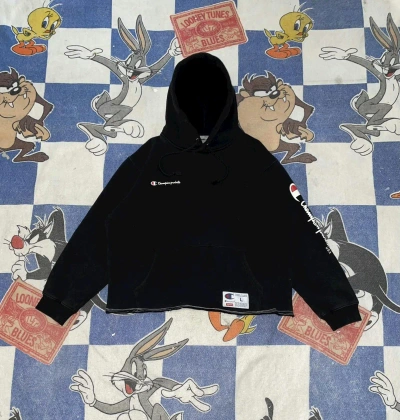 Pre-owned Champion X Supreme Reworked Supreme Champion Hoodie In Black