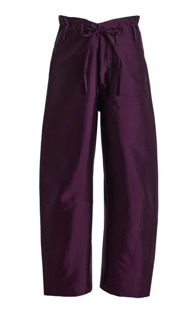 Chan Luu Exclusive Techno Taffeta Barrel-leg Pants In Purple