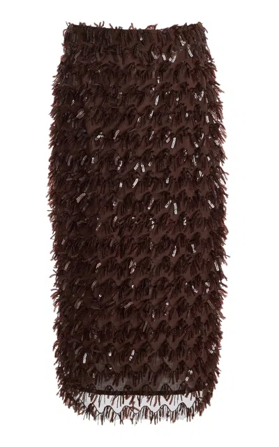 Chan Luu Firework Sequined Midi Skirt In Brown
