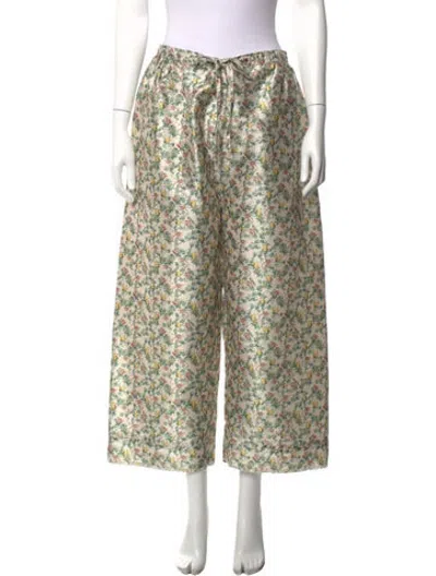 Pre-owned Chan Luu Floral Print Wide Leg Pants In Green