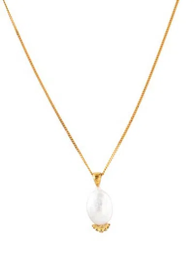 Pre-owned Chan Luu Pearl Jaya Pendant Necklace, 17.75" In Multicolor