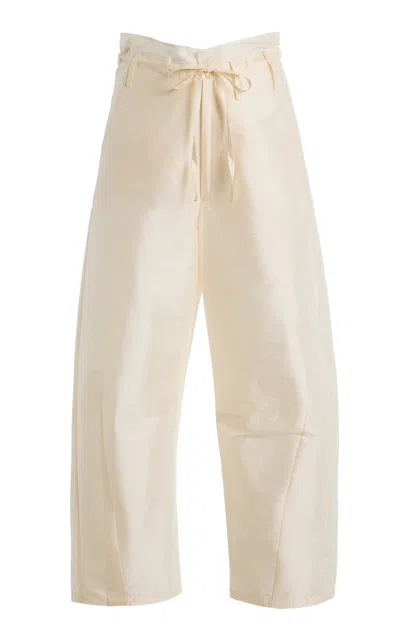 Chan Luu Techno Taffeta Barrel-leg Pants In White