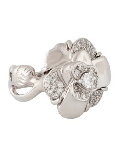 Pre-owned Chanel 18k Diamond Camelia Ring In Multicolor