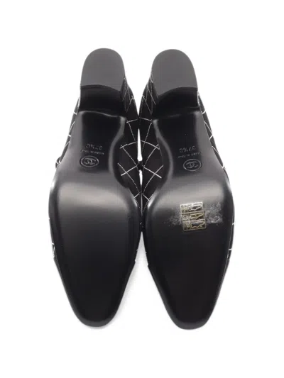 Pre-owned Chanel 1986-1988 Diamond-design Ankle Boots In Black