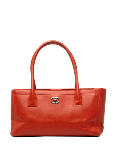 Pre-owned Chanel 2012-2013 Small Calfskin Executive Cerf Tote Bag In Red