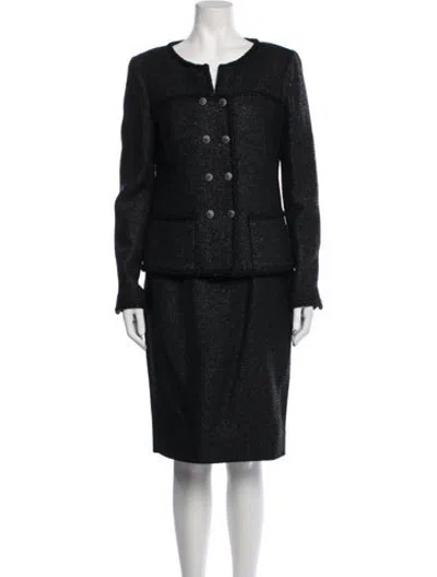 Pre-owned Chanel 2014 Wool Skirt Set In Black
