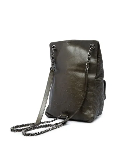 Pre-owned Chanel 2015-2016 Small Cc Metallic Calfskin Drawstring Flap Backpack In Brown