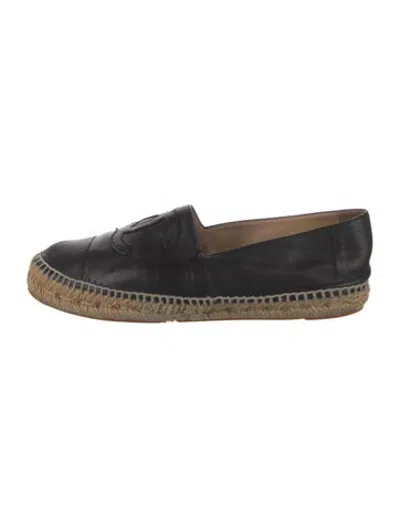Pre-owned Chanel 2016 Interlocking Cc Logo Espadrilles In Black/neutrals
