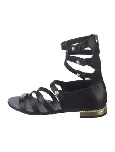 Pre-owned Chanel 2017 Interlocking Cc Logo Gladiator Sandals In Blue