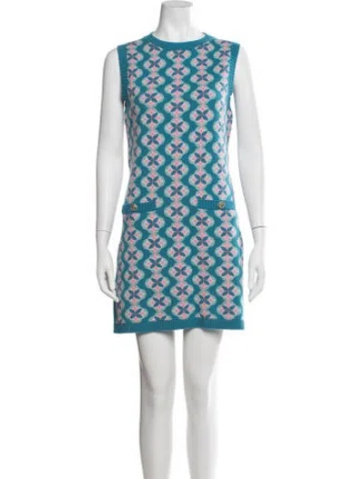 Pre-owned Chanel 2017 Mini Dress In Blue