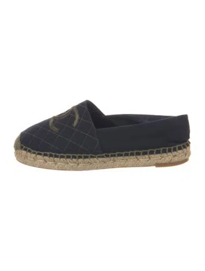 Pre-owned Chanel 2018 Interlocking Cc Logo Espadrilles In Blue