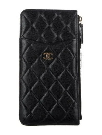 Pre-owned Chanel 2019 Interlocking Cc Logo Card Holder In Black