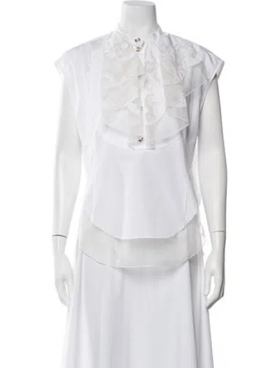Pre-owned Chanel 2020 Floral Print Blouse In White