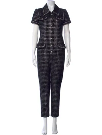 Pre-owned Chanel 2020 Tweed Jumpsuit In Black