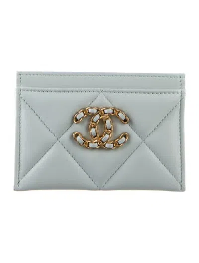 Pre-owned Chanel 2021 Interlocking Cc Logo Card Holder W/ Tags In Blue