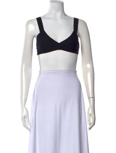 Pre-owned Chanel 2021 V-neck Sports Bra In Black