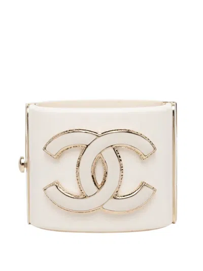 Pre-owned Chanel 2022 Cc Resin Cuff Bracelet Costume Bracelet In Gold