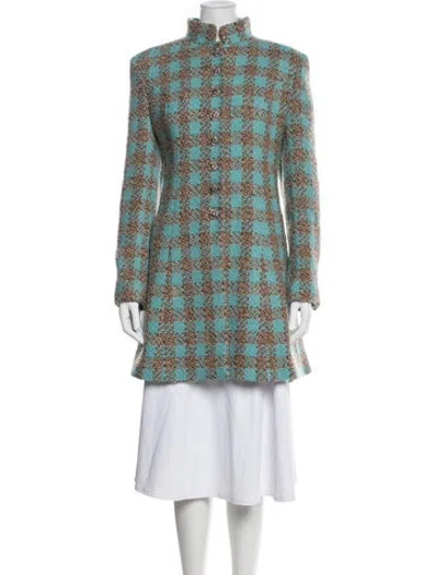 Pre-owned Chanel 2022 Tweed Coat In Blue