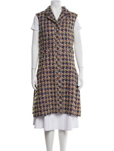 Pre-owned Chanel 2022 Tweed Pattern Vest W/ Tags In Purple