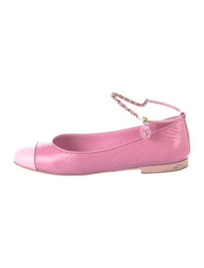 Pre-owned Chanel 2023 Interlocking Cc Logo Ballet Flats In Pink