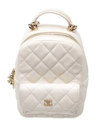 Pre-owned Chanel 2024 Classic Mini Backpack In White
