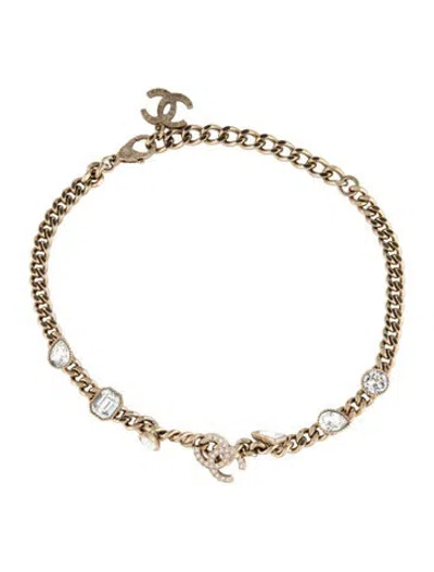 Pre-owned Chanel 2024 Strass Cc Choker Necklace, 15.75" In Clear